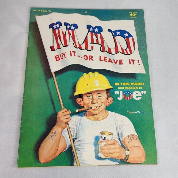 Mad Magazine Issue #144 July 1971 Joe America Blue Collar Norman Mingo Cover FN- - Picture 1 of 5